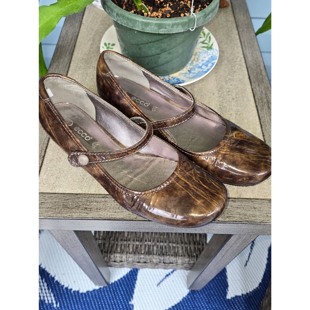 ECCO Women's Shoes Brown 'Bouillon' Mary Jane Flats EU Size 38 (7-7.5us)
